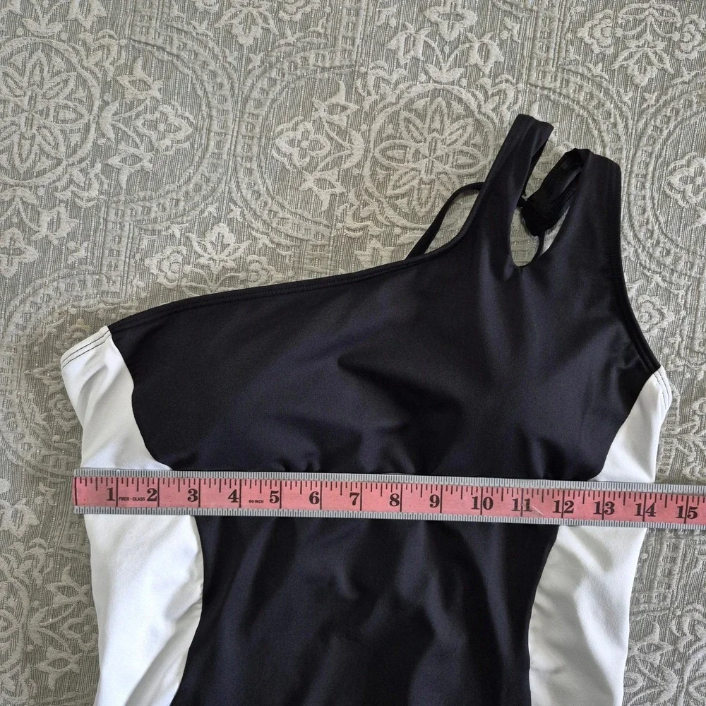Holipick One Piece Swimsuit Black One Shoulder Tummy Control‎ Women's Large NWT